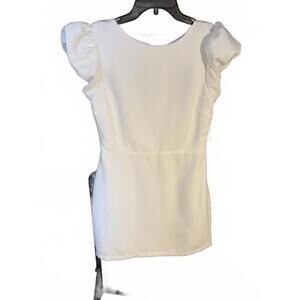 NEW White Puff Sleeve Mini Dress with Tie Back Detail TCEC Size M